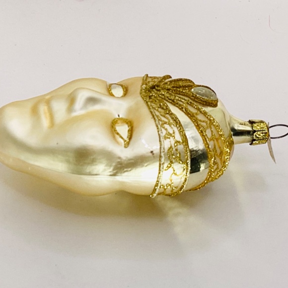Juwel Vintage Gold Glitter Mask Mardi Gras Carnival Ornament - Picture 4 of 5